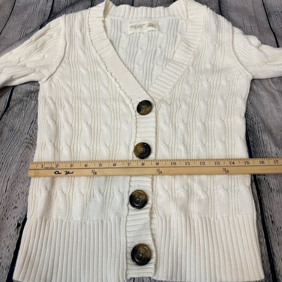 Old Navy Y2K 2007 Women's Button-Up Cable Knit Cardigan Cream 100% Cotton Sz Med - Picture 8 of 11